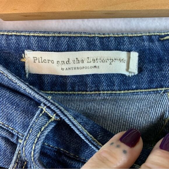 PILCRO by Anthropologie‎ Boyfriend Slim Cropped Jeans Raw Hem Cuffed READ - Picture 13 of 15